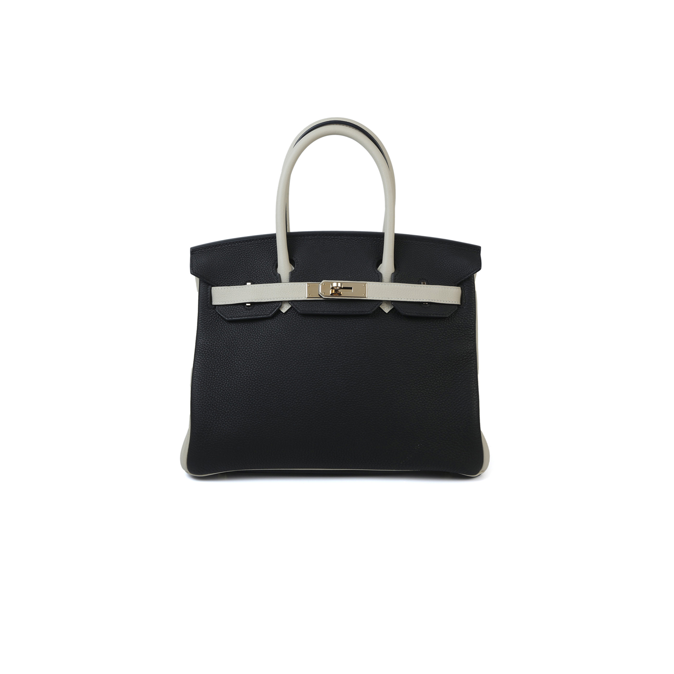 H**mes birkin 25 black and white clemence bag 4212717702 (25*20*13cm)